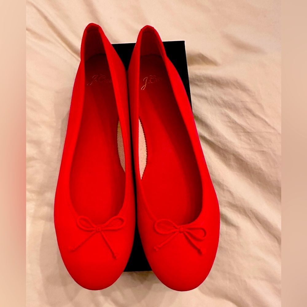 J. Crew leather classic ballet flat, vintage red, size 10